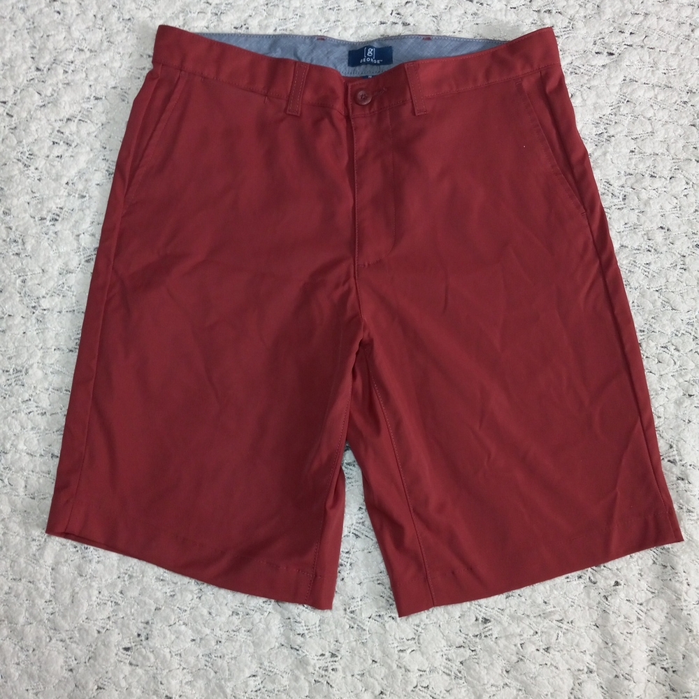 George Men's Rust Red Flat Front Shorts Size 30